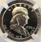 1956  Silver Franklin Proof Half Dollar   Ngc Pf 67- Only 669 K - Comb Ship