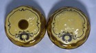 1920s Amber Glass Powder Jar vanity Dresser Box Celluloid Lids Set Of 2art Deco