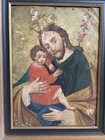 19th Century Retablo Antique Mexican Oil On Tin Painting Joseph Christ 16 5x12 5