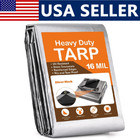 Waterproof Heavy Duty Poly Tarp 16 Mil 30ft Length X Various Wide Silver black