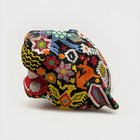 Large Huichol Beaded Jaguar Head - 6    Wixarika Mexican Folk Art - Sacred Symbol