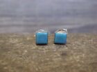 Zuni Indian Sterling Silver Square Turquoise Post Earrings By Neha