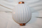Antique Pleated  ribbed  Round White Milk Glass Lightning Rod Ball Barnett 3000