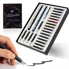 25pc Calligraphy Pen Set 2 Fountain Pens 5 Nibs 16 Ink Cartridges Art Drawing