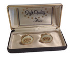 Vtg Anson Rn Medical Caduceus Gold Tone Cufflinks Mother Of Pearl Original Box