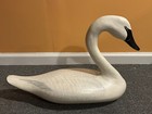 Tundra Swan Decoy Wooden Hand Carved painted   Signed