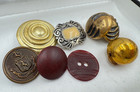 Mismatched Lot Of 8 Vintage Retro Buttons Brass Gold Tone Variety Craft Jewelry