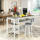 3pc Faux Marble Pub Table Set  Modern Counter Height Dining Table W  2 Chairs