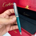 Cartier Roadster Green Ballpoint Pen Silver Trim New Full Set Gift Box