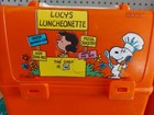 Vtg 1960s Peanuts Lunch Box Orange Lucy Luncheonette Snoopy Missing Thermos Lid