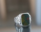Sterling Silver Bloodstone Ring Men   s Rectangular Vintage Gemstone Signet Jewelr