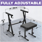 Z-style Stand   Bench Set W  Wheels   adjustable For 54   88 Keys Piano Keyboards