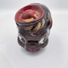 Vintage Piggy Bank Japan Ceramic Coin Bank Brown Red Gold Hat Mid Century Kitsch