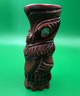 Vintage Maori Tiki Hand Carved Moama Wooden Statue Paua Eye 5 25 h