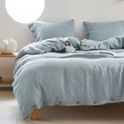 Linen Duvet Cover Dusty Blue Color Softened Linen Bedding Set Linen Duvet Cover