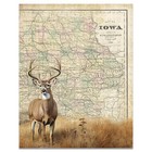 Vintage Iowa State Map Art Print Deer Hunting Art Fishing Cabin Wall Decor Gift