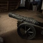 Decorative Metal Cannon Replica On Wheeled Carriage W  Chain 42 Inches Long    