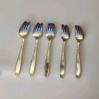 Lot Of 5  1847 Rogers Bros  Ambassador Pattern  Salad Forks Silver Plate 6 1 8  