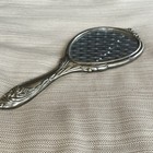 Art Nouveau Style Vintage Heavy Vanity Hand Mirror Silver Plate Floral Scroll