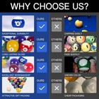 Champion  Marble Pool Balls Set   Black Rimmed Marble  Complete 16 Ball Set