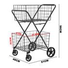 Extra Jumbo Shopping Cart 2 Layers Grocery Cart On Wheels  Foldable Utility Shop