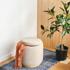 Round Upholstered Storage Ottoman Beige - Room Essentials