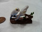 Miniature Blue Parrots On Branch - Hong Kong - Vintage