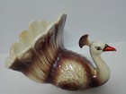 Vintage Retro 70s Porcelain Peacock Centerpiece   Vase Porcelain Peacock