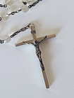 Vtg Jrf Sterling Silver Clear Crystal Glass Rosary Prayer Beads 1960s Catholic