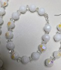 Sterling Silver W Germany Chalkwhite Ab Glass Necklace  Bracelet   Earrings 