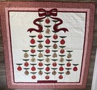 Handmade Christmas Tree Lap throw Size Quilt Poinsettia Red Green Cream70   x68   