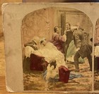 Antique Hand-colored Comic Stereoview Blind Man s Bluff Parlor Game 1860s