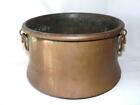 Vintage Large Primitive Turkish Copper   Brass Kettle Pot  Iron Swing Handles