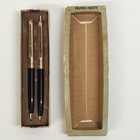 Vintage Paper Mate Double Heart Black   Gold Two-tone Pen   Pencil Set W  Box