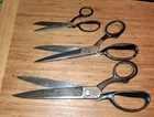 3 Vintage Wiss Inlaid Tailor Shears Sewing Scissors  20   22   27 Made In Usa