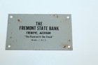 Vintage Metal Plaque Advertising Fremont State Bank Fremont  Mi