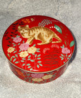 La Collection Japan Red Cat Round 3  Trinket Box