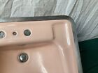 Vtg Mid Century 20x18 Cast Iron Coral Pink Porcelain Drop In Bath Sink 41-25e