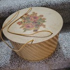 Grandma s Vintage Wicker Sewing Basket Round Full Of Supplies