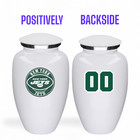 Large White Urn Custom Text And Number For New York Jets Baseball Theme Style