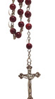 20  Rosary W Red Beads And Silver-tone Catholic Prayer Crucifix Mary Medallion M