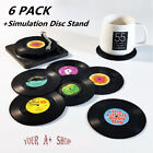 Set Of 6 Cup Pad Mat Holder Coffee Tea Milk Coaster Vinyl Record Rock Disco Cd