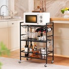 Bar Cart On Wheels 3-tier Rolling Kitchen Serving Cart Wine Rack  Glass Holder 