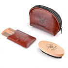 Beard Brush And Comb Set  Boar Bristle Hair Beard Brush Kit With Small Leather  
