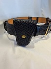 Vintage Dutyman 1021u Police Duty Belt Size 38 Basketweave Leather Brass