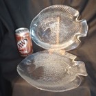 2 Vintage Arcoroc Poisson Clear Glass Fish Shaped Dinner Plates 10 25  France