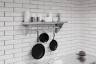 12 In  X 36 In  Stainless Steel Wall Mounted Pot Rack With Shelf And 6 Hooks