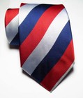 New Classic Striped Red White Blue Jacquard Woven 100  Silk Men s Tie Necktie