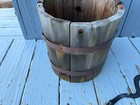 Vintage  Antique Wooden Maple Syrup Sap Bucket With  Copper Bands    Handle