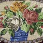Antique 19th Century Victorian Glass Beadwork Floral Needlepoint Panel Tabletop